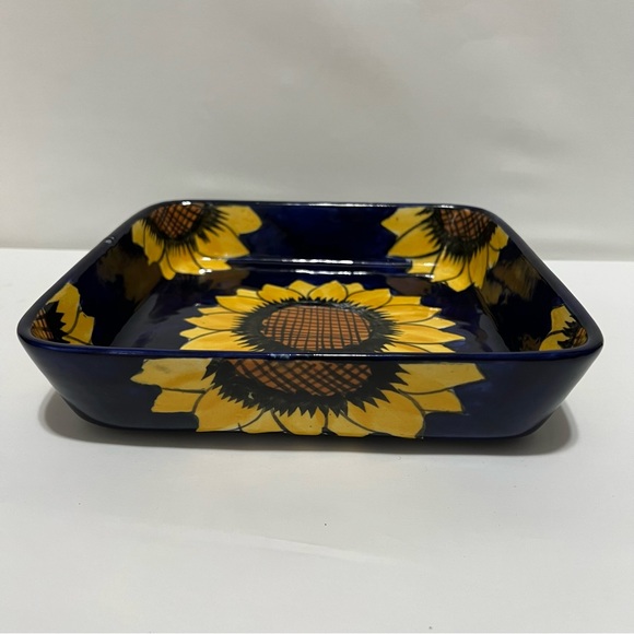 Talavera Pottery Cobalt Sunflower 9x9 Baking Dish Mexico - Picture 8 of 10